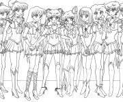 Coloriage Tous les belles &eacute;coli&egrave;res Sailos Moon