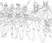 Coloriage Tous les superh&eacute;ro&iuml;nes en costumes de marin