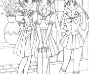 Coloriage Trois &eacute;coli&egrave;res de Sailor Moon