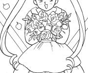Coloriage Usagi pendant son jour de mariage special avec des fleurs