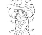 Coloriage Usagi pr&ecirc;te pour aller &agrave; l'&eacute;cole