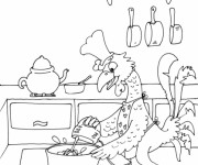 Coloriage et dessins gratuit Cuisine et Poulet cuisinier à imprimer