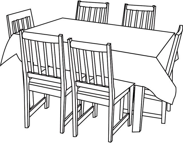 Table à manger, Dessin à colorier, coloriage, printable, PDF, jeu