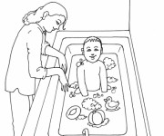 Coloriage Gar&ccedil;on amus&eacute; dans La Salle de Bain