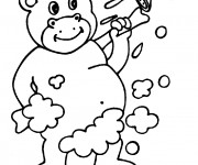 Coloriage Hippopotame &agrave; La Salle de Bain