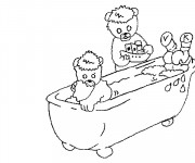 Coloriage L'ours dans Le Baignoire