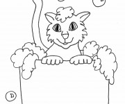 Coloriage Le Chat se baigne