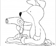 Coloriage Le Chien s&egrave;che ses cheveux
