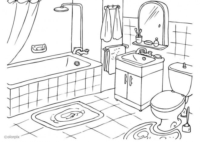 Coloriage Salle de Bain à colorier dessin gratuit à imprimer