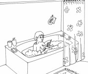 Coloriage Salle de Bain pour enfant