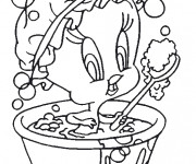 Coloriage Twitty se baigne