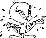 Coloriage Twitty termine La Douche
