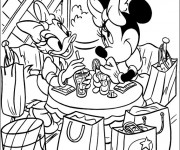 Coloriage et dessins gratuit Daisy et Minnie boivent un jus à imprimer