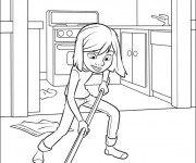 Coloriage La Fille joue Ice Hockey à La maison