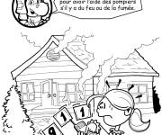 Coloriage Contactez les pompiers en cas d'incendie Maison