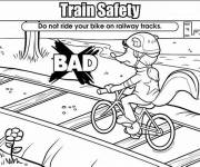 Coloriage Ne conduisez pas votre vélo sur les rails