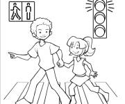 Coloriage traverser par le passe de pi&eacute;ton s&eacute;curit&eacute;