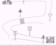 Coloriage V&eacute;lo qui traverse la rue en toute s&eacute;curit&eacute;