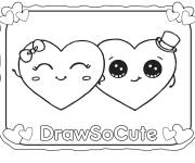Coloriage et dessins gratuit C&oelig;urs amoureux de Shopkins sur carte de v&oelig;ux à imprimer