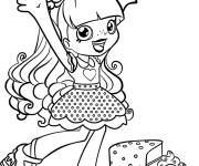 Coloriage Fille joyeuse et g&acirc;teaux de Shopkins saison 7