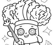 Coloriage Shopkins Bethany Broccoli en jouant de la guitare