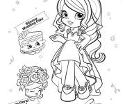 Coloriage Shopkins Shoppies la f&ecirc;te Winona Wedding Cake Flora Floral bouque