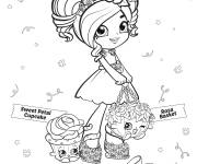 Coloriage shopkins Sweet Petal petit g&acirc;teau et Rosa Basket pour filles