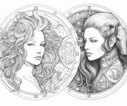 Coloriage Art astral signes du zodiaque