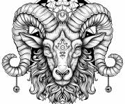 Coloriage Astrologie B&eacute;lier d&eacute;taill&eacute;