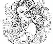 Coloriage Astrologie de signe Verseau en belle fille