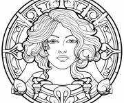 Coloriage Astrologie Verseau de style Art Nouveau
