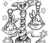 Coloriage Balance en noir et blanc zodiaque