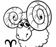 Coloriage b&eacute;lier avec un symbole dr&ocirc;le