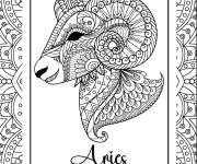 Coloriage B&eacute;lier, signe du zodiaque du 21 mars au 19 avril