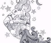Coloriage Belle illustration sagittaire Horoscope