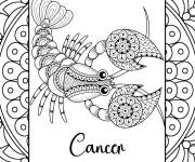 Coloriage Cancer, signe du zodiaque du 21 juin au 22 juillet
