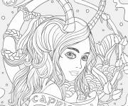 Coloriage Capricorne dessin&eacute; au crayon cp