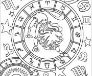 Coloriage Carte de signe astrologique de lion