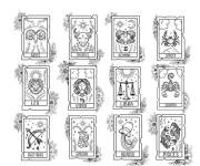 Coloriage Carte de signes du zodiaque c&eacute;leste