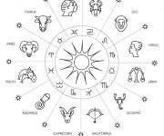 Coloriage Carte des signes astrologiques avec le soleil
