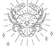 Coloriage Carte du zodiaque Cancer &agrave; motif