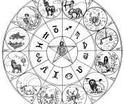 Coloriage Carte du zodiaque cool