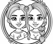 Coloriage Charmant signe astrologique du Jumeaux