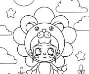 Coloriage Costume de Lion mignon pour fille de dessin anim&eacute;