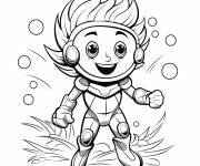 Coloriage Dessin anim&eacute; Verseau sous l'eau