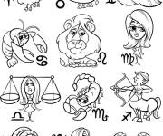 Coloriage Ensemble de signes du zodiaque horoscope