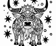 Coloriage Etoile et signe astrologique du Taureau