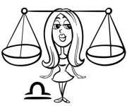 Coloriage Fille et balance de Zodiaque
