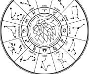 Coloriage Horoscope du signe du zodiaque Lion