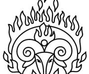Coloriage Icone signe Taureau au flamme zodiaque